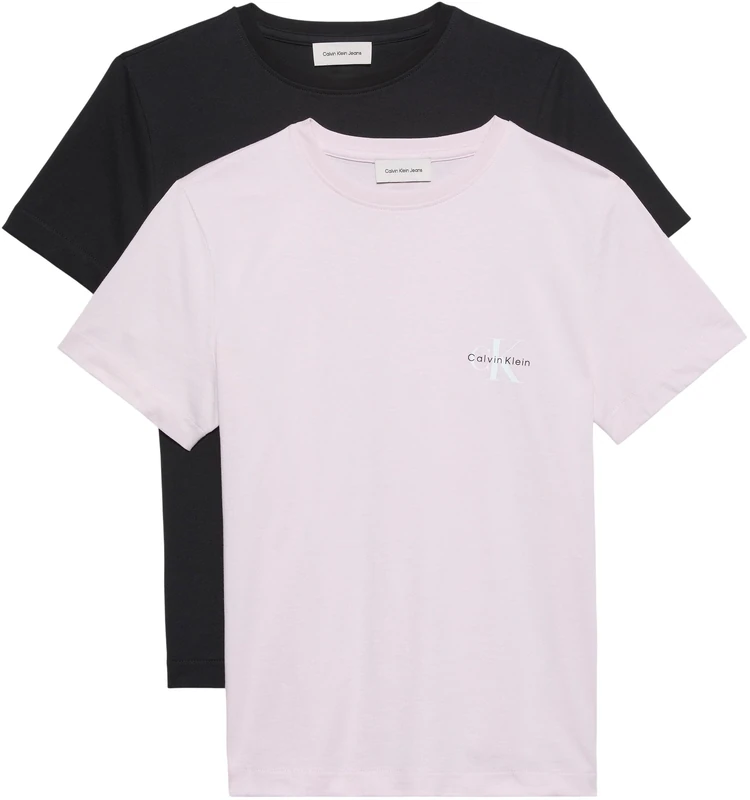 Calvin Klein Women's A- Logo Cn 2 Pack Tee Lv047C905G Tees, Multi, M