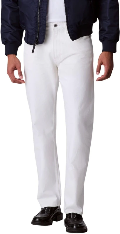 Calvin KleinMen'sStndrd Strght Chalk White Jean LV04LB781GJeans, White, 33W / 34L