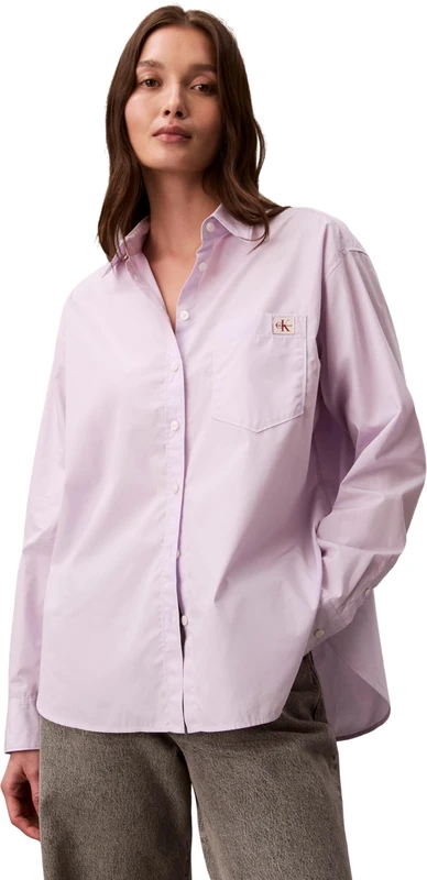 Calvin Klein Women’s Shirt Cotton Poplin Relaxed in Cotton, Purple (Island Lilac), 2XL