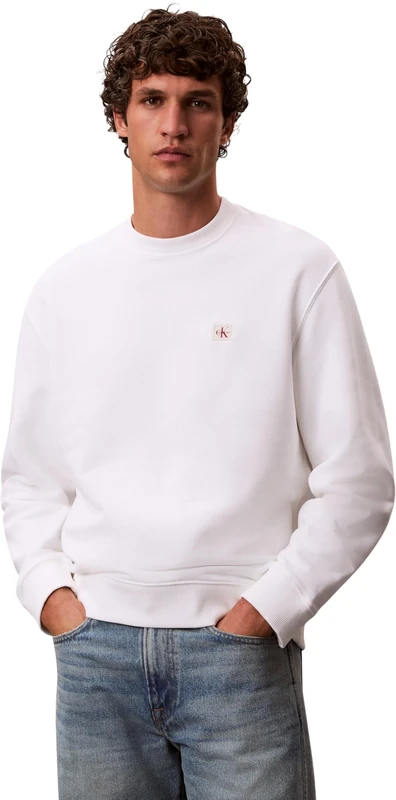 Calvin Klein Men's 400Gsm Trry Bdg Crwn Lv04Rc273G Sweatshirts, WHITE, 3XL