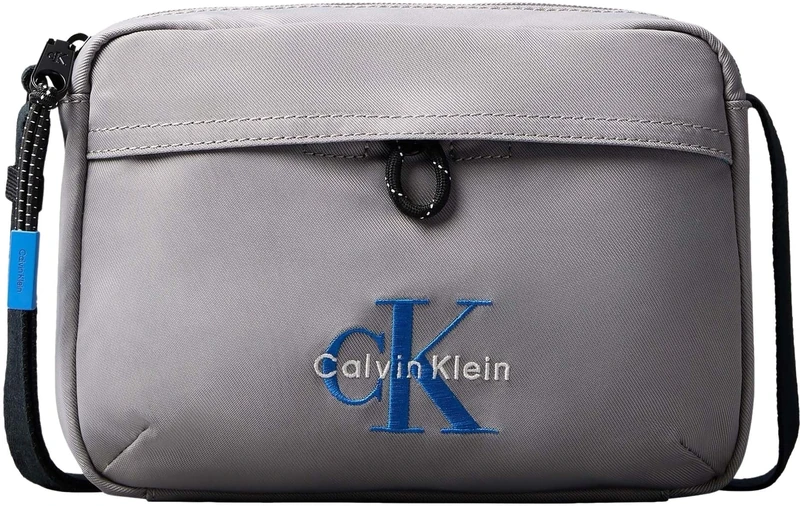 Calvin Klein Men’s Crossbody Bag Bold Camera Bag with Logo, Grey (Cloudburst), One Size