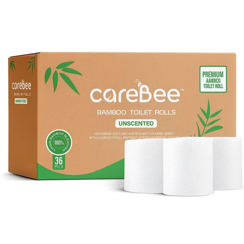 Bamboo Toilet Rolls | Unscented | 3-Ply | 100% Bamboo | Plastic-Free Packaging | 200 Sheets Per Roll | Biodegradable, Compostable & Eco-Friendly | Vegan (36 Rolls)
