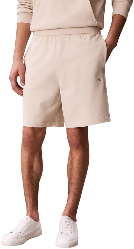 Calvin Klein Men's EU 350Terry Badge Short LV04RF282G Shorts, White, L