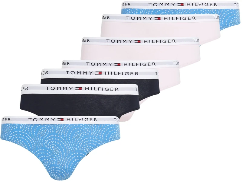 Tommy Hilfiger Girl's 7 Pk Bikini Print Ug0Ug00758 Brief, MULTI (Bon Pink/Navy/Ithaca/White), 6-7 Years