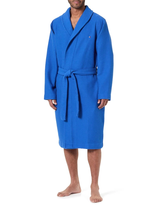 Tommy Hilfiger Men's Waffle Bathrobe Um0Um03524 Bathrobe, BLUE (Regal Blue), S