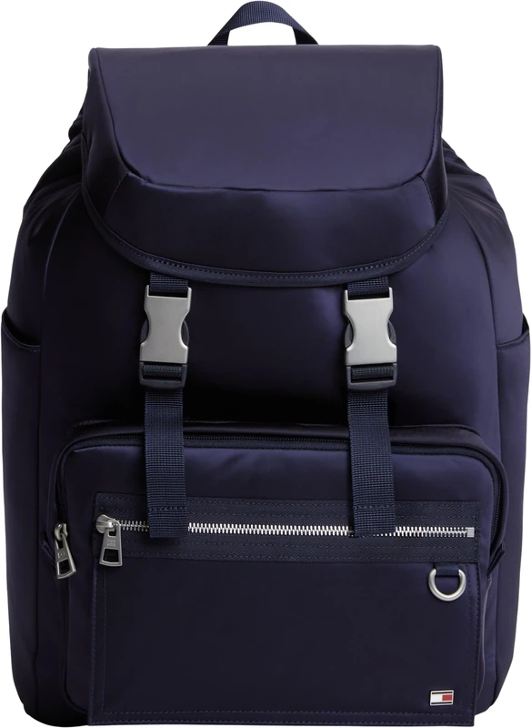 Tommy Hilfiger Men's Backpack Travel with Exterior Pocket, Blue (Space Blue), One Size