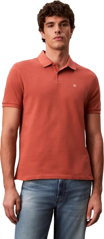 Calvin Klein Men's Ss Monogram Pique Polo Lv040Em269 S/S Polo, Brown, M