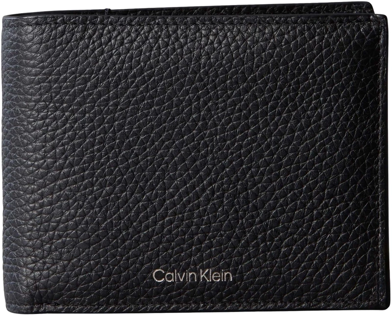 Calvin Klein Men's Foil Emboss Trifold W/Card LV04D1241G, Black, One Size