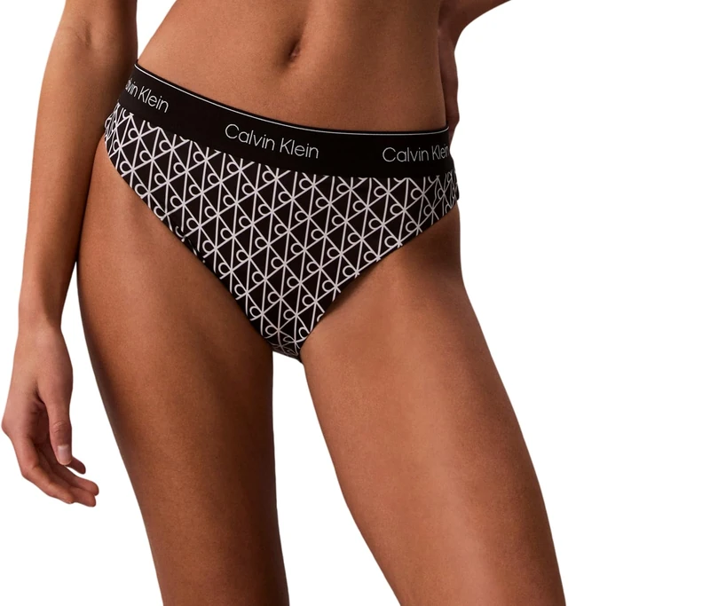 Calvin Klein Women Bikini LV00Q61132 Swim Bottoms, BLACK (20242 ICON COTTON EMBLEM W BLACK), L - Image 1