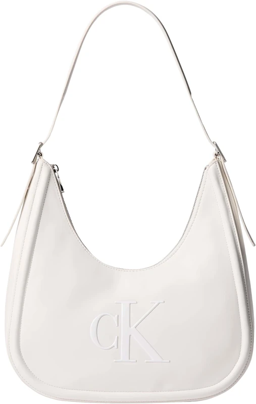 Calvin Klein Women's Shoulder Bag Bold Crescent with Zip, White (White Alyssum), One Size