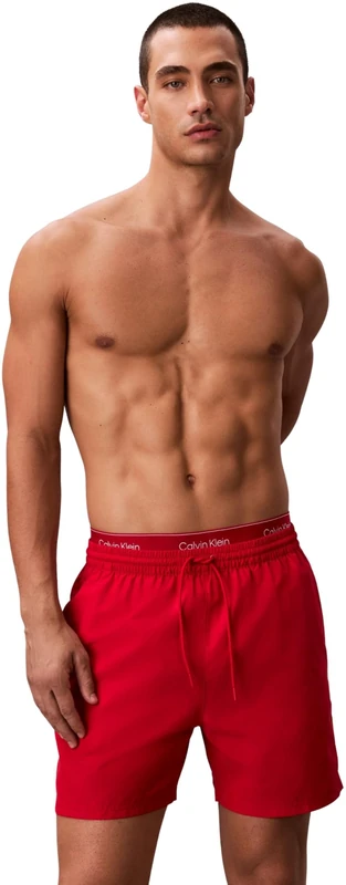 Calvin Klein Men Medium Drawstring LV00N61023 Swim Bottoms, RED (Red Gala), L