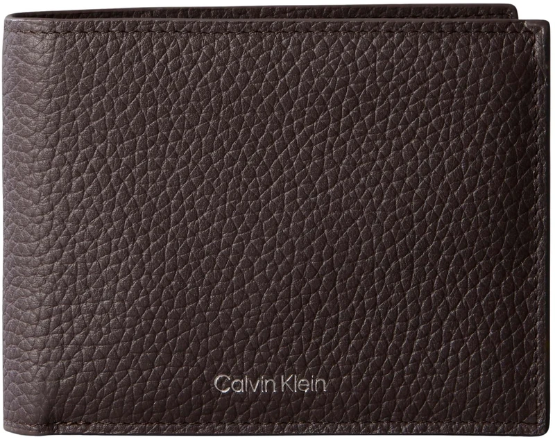 Calvin Klein Men's Foil Emboss Trifold W/Card LV04D1241G, Brown, One Size