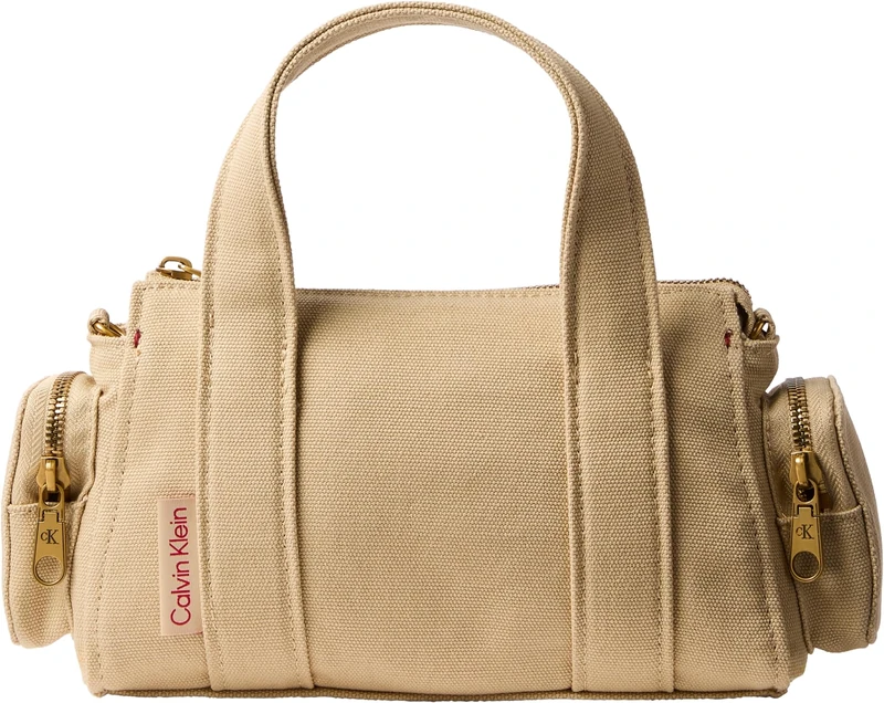 Calvin Klein Women’s Crossbody Bag Webbing Strap Canvas Pocket Bag Small, Beige (Khaki Canvas), One Size - Image 1