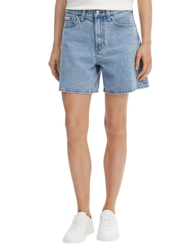 Calvin Klein Women's Denim Shorts A-line Coastal High Waist, Blue (Coastal Light), 27W