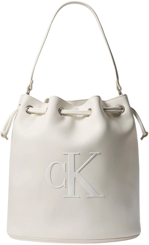 Calvin Klein Women's Bold Ck Large Bucket Bag LV04F3232G, WHITE, One Size