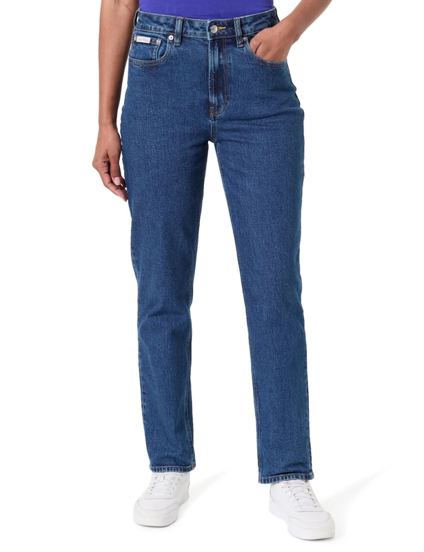 Calvin Klein Women's Mom Jean Pacifico LV047F492G Jeans, Blue, 32W / 34L
