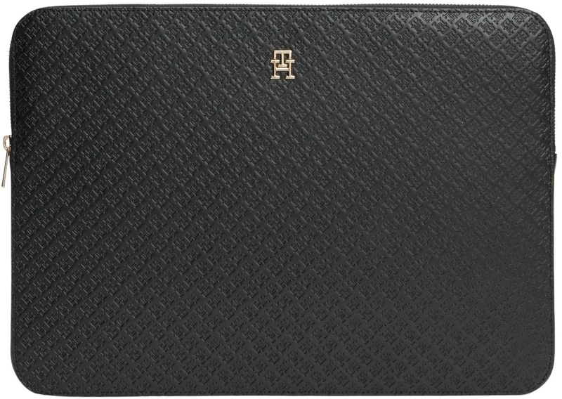 Tommy Hilfiger Women's Laptop Bag Icon Sleeve Mono with Zip, Black (Black), One Size