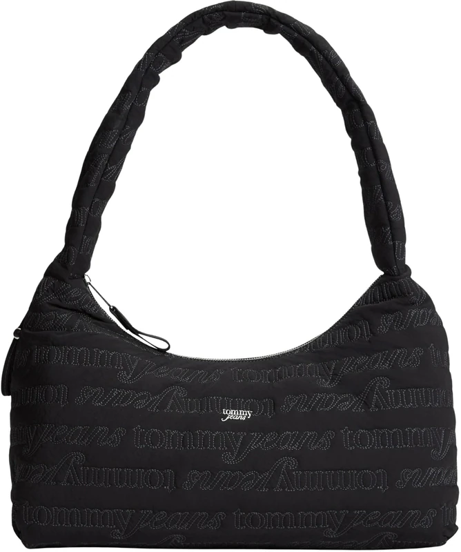 Tommy Jeans Women's Tjw Icon AOP Nylon Crossbody AW0AW18855 Hobo Bag, Black (Black), One Size - Image 1
