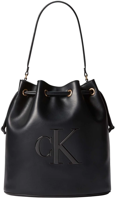 Calvin Klein Women's Bold Ck Large Bucket Bag LV04F3232G, BLACK, One Size