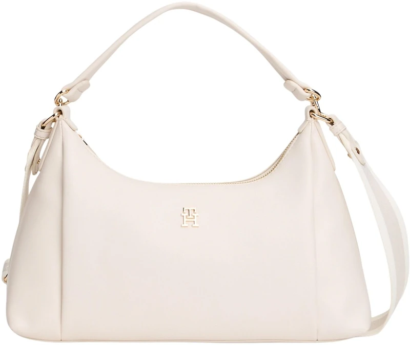 Tommy Hilfiger Women's Th Essential Shoulder Bag AW0AW18373 Shoulder Bag, BEIGE (Soft Cream), One Size