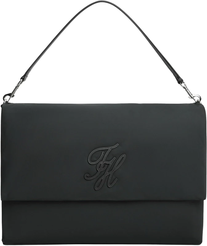 Tommy Hilfiger Women's Th Elevated Nylon Maxi Shoul Bag AW0AW18624 Shoulder Bag, BLACK (Black), One Size