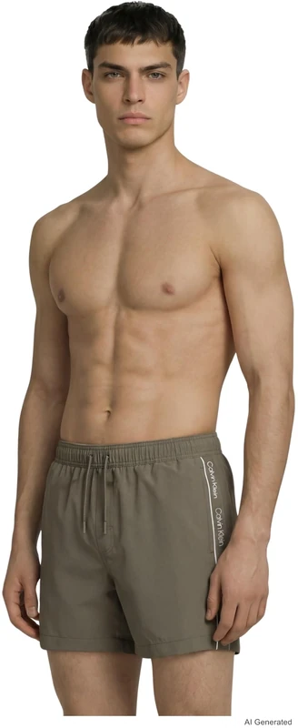 Calvin Klein Men 5 in Core Lv00N61002 Swim Bottoms, Beige (Deep Lichen Green), XS