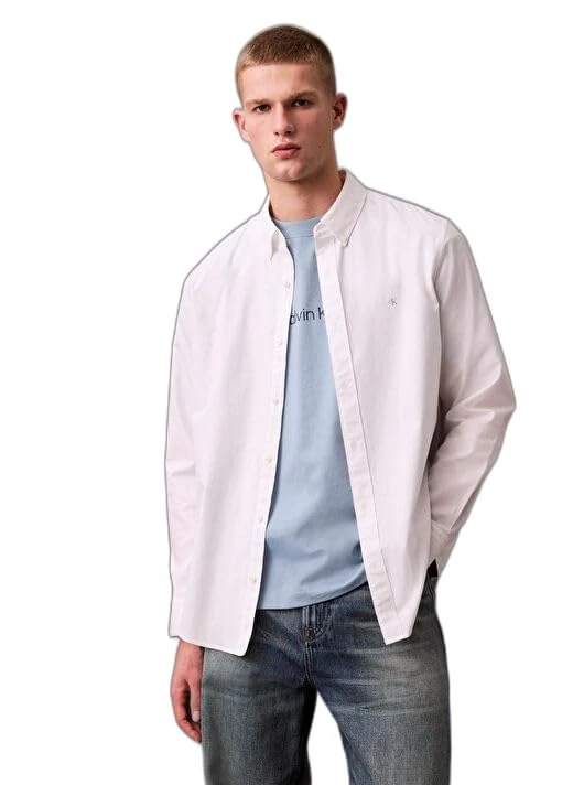 Calvin Klein Men's Ls Solid Oxford Classic Shirt Lv140Em125 Other Shirts, Grey, S - Image 1