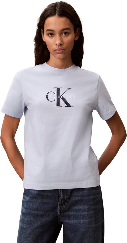 Calvin Klein Women's Hr Ss Clssc Mnlg CNC Lv047B865G Tees, Blue, XXL