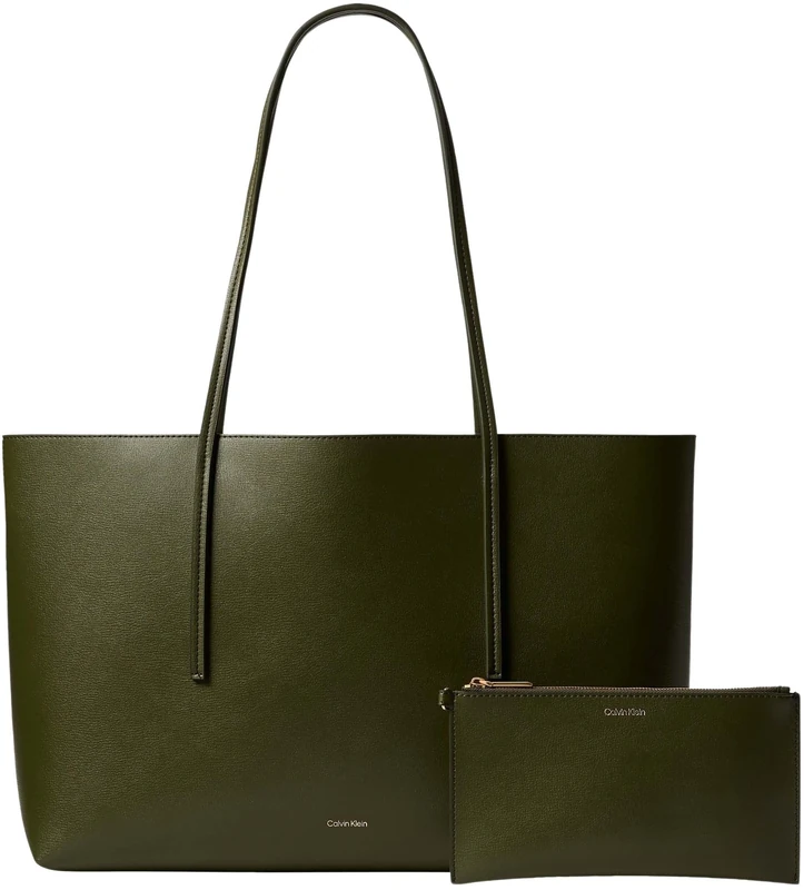 Calvin Klein Women’s Tote Bag Foil Logo Removable Bag, Green (Cypress), One Size
