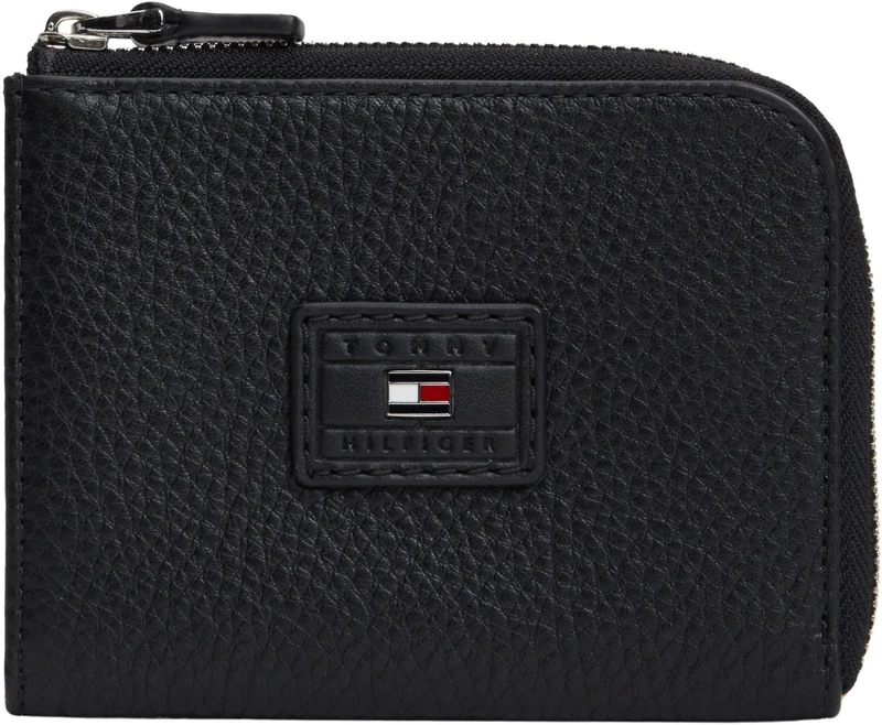 Tommy Hilfiger Men’s Wallet Casual Zipped in Leather, Black (Black), One Size