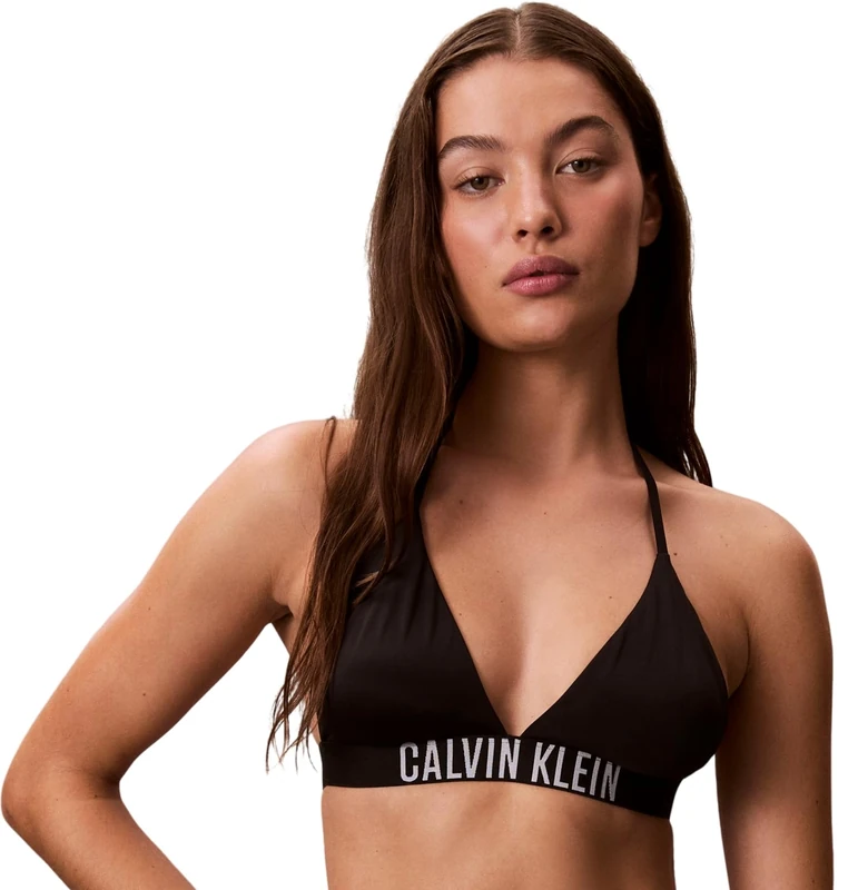 Calvin Klein Women Halter Triangle LV00Q61222 Swim Tops, Black (Black), XS