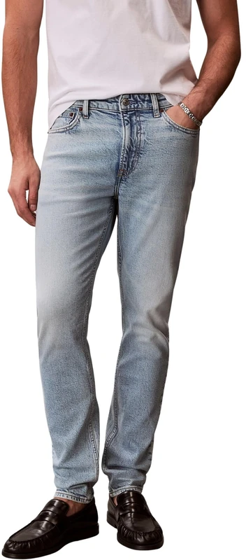 Calvin Klein Men's Jeans Marbled Beacon Tapered Fit, Blue (Marbled Beacon), 30W/30L