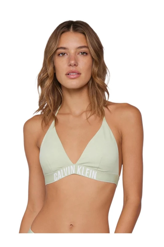 Calvin Klein Women Halter Triangle LV00Q61222 Swim Tops, Khaki (Spray), XL - Image 1