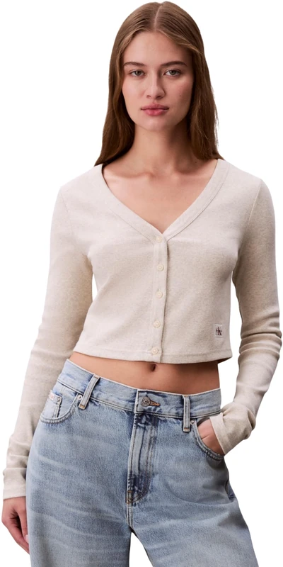 Calvin Klein Women's A-Ls WVN LBL 2X2 Ctt Lv047C204G Other Tops, Grey, M