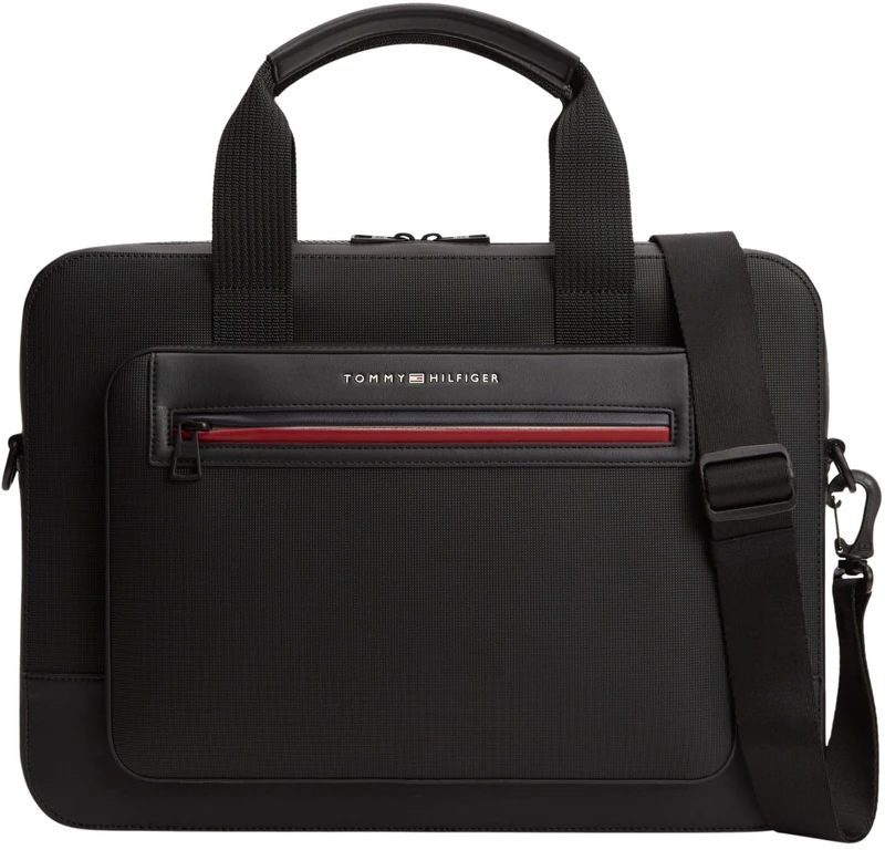 Tommy Hilfiger Men's Th Foundation Computer Bag AM0AM14158 Computer Bag, BLACK (Black), One Size