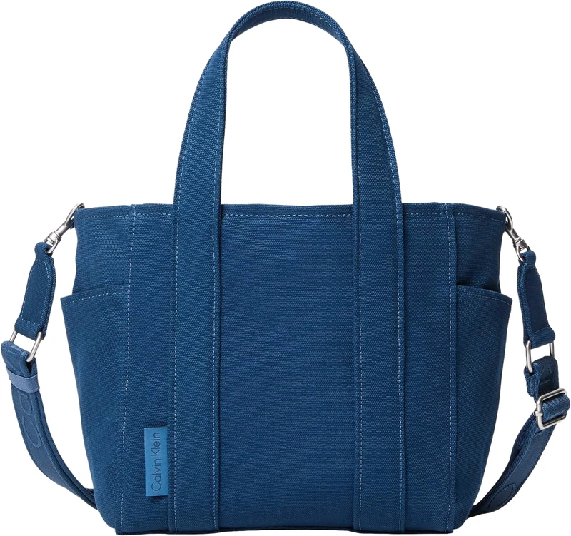 Calvin Klein Women’s Tote Bag Webbing Strap Canvas Small, Blue (Ensign Blue), One Size