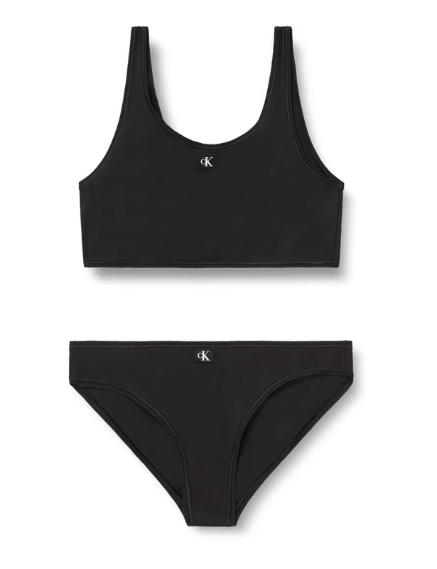 Calvin Klein Girls Bralette Bikini Set Ky0Ky00093 Swim Tops, Black (Pvh Black), 12-14 Years