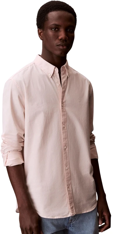Calvin Klein Men's Classic Solid Oxford Shirt, Pink (Prairie Peach), XS