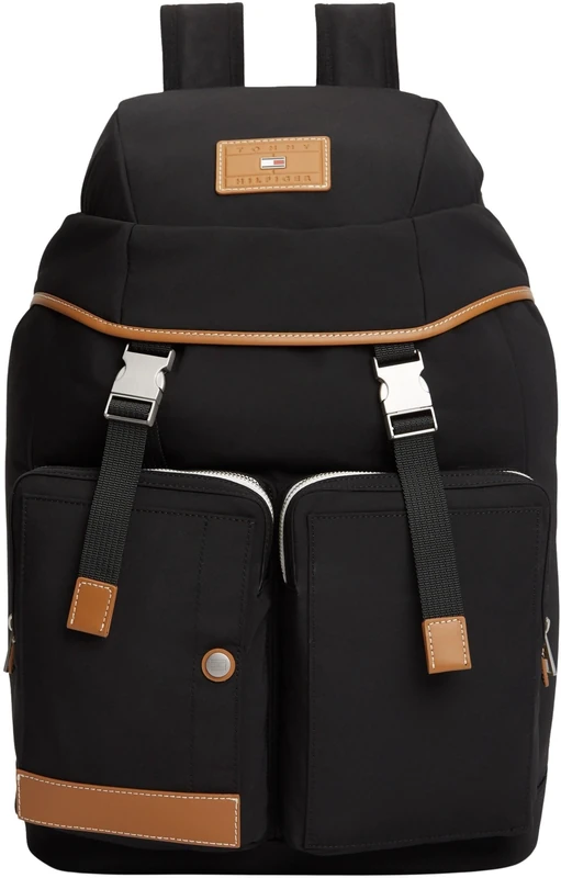 Tommy Hilfiger Men's Th Casual Flag Backpack AM0AM14143 Backpack, BLACK (Black), One Size