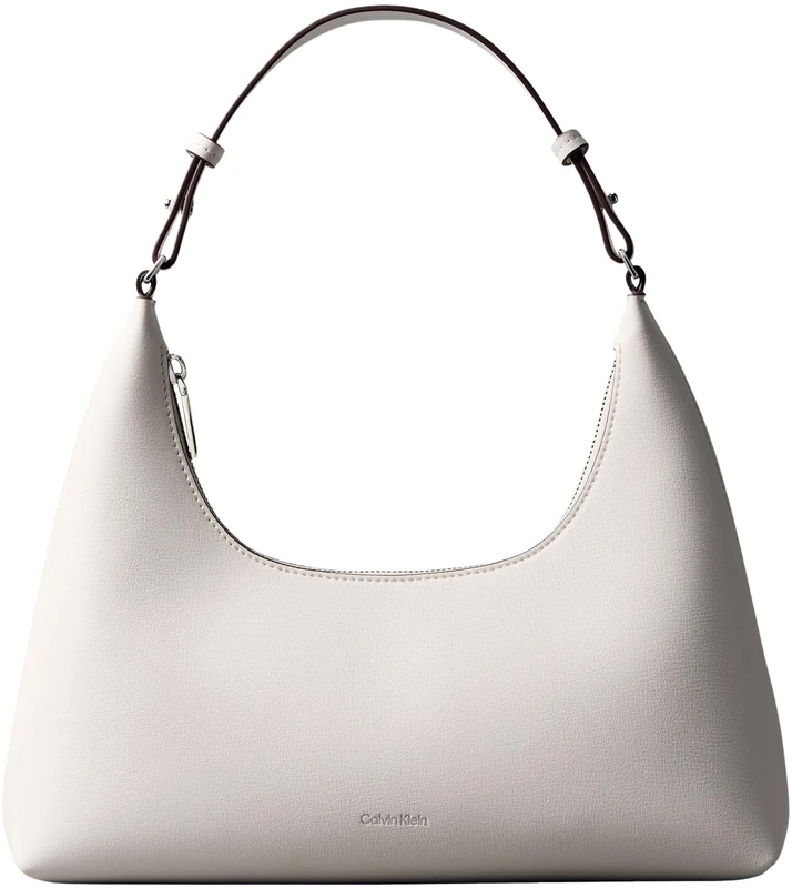 Calvin Klein Women’s Shoulder Bag Foil Logo with Optional Strap, White (White Alyssum), One Size