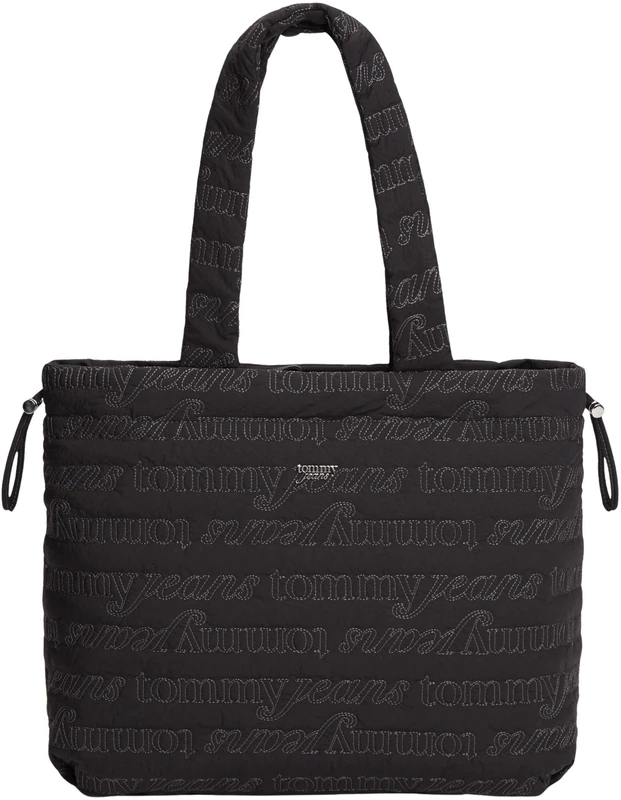 Tommy Jeans Women's Tjw Icon Nylon Tote AOP AW0AW18649, Black (Black), One Size - Image 1