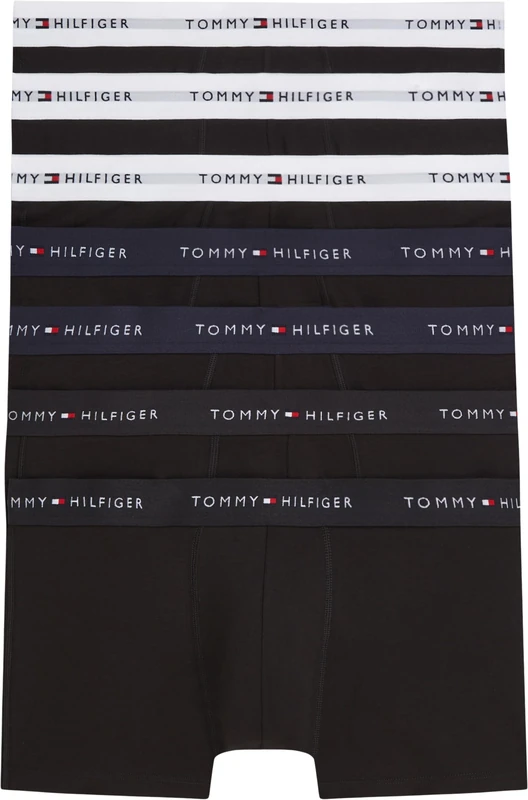 Tommy Hilfiger Men's 7P Trunk UM0UM03873 Trunk, BLACK (Wht/Wht/Wht/Blk/Blk/Des/Des), L - Image 1