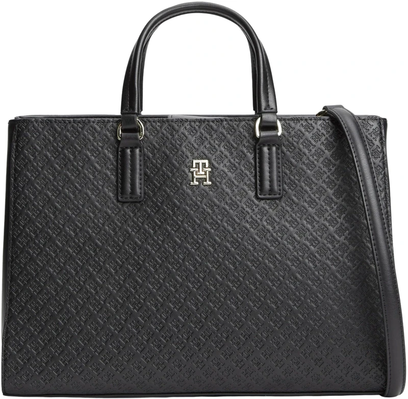 Tommy Hilfiger Women's Th Daily Satchel Mono AW0AW18418 Satchel, BLACK (Black), One Size