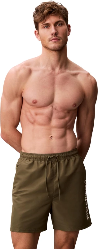 Calvin Klein Men Medium Drawstring LV00N61047 Swim Bottoms, Beige (Brush Green), XL