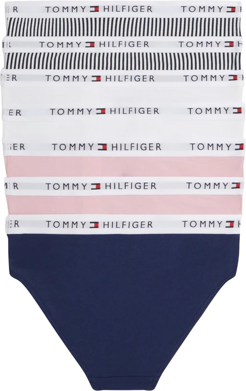 Tommy Hilfiger Girl's 7 Pk Bikini Print Ug0Ug00758 Brief, MULTI (Bon Pink/Navy/Ithaca/White), 12-14 Years
