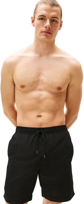 Tommy Hilfiger Men's Long Drawstring Im & Na UM0UM03309 Swim Trunk, Black (Black), S