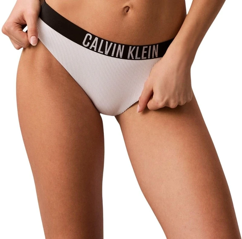Calvin Klein Women’s Bikini Bottoms Ribbed, White (Classic White), XS - Image 1