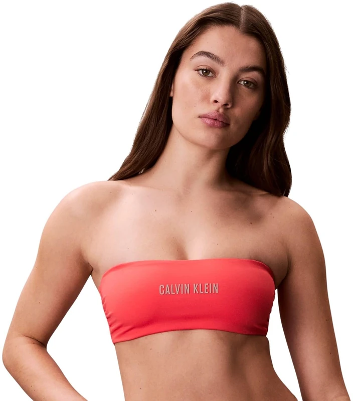 Calvin Klein Women Bandeau W Straps LV00Q61223 Swim Tops, Pink (Punch Pink), XS