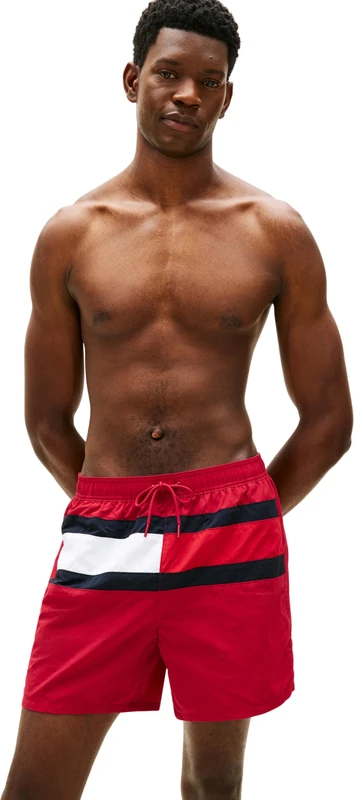 Tommy Hilfiger Men's Medium Drawstring UM0UM03474 Swim Trunk, RED (Raspberry Juice), XXL