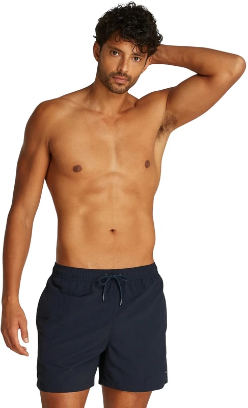 Tommy Hilfiger Men's Medium Drawstring Um0Um03477 Swim Trunk, Blue (Desert Sky), XS